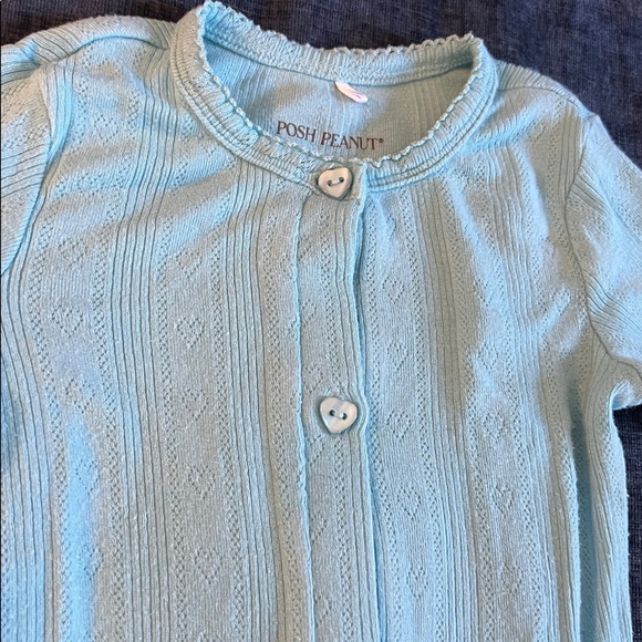 Posh Peanut Spring Dusk Blue Pointelle Cardigan - Picture 2 of 5